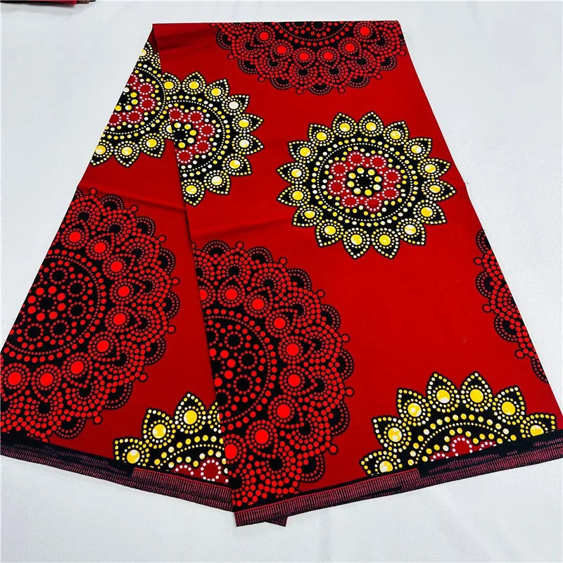 6 Yards African Real Wax Ankara Fabric - 100% Cotton Party Dress Print