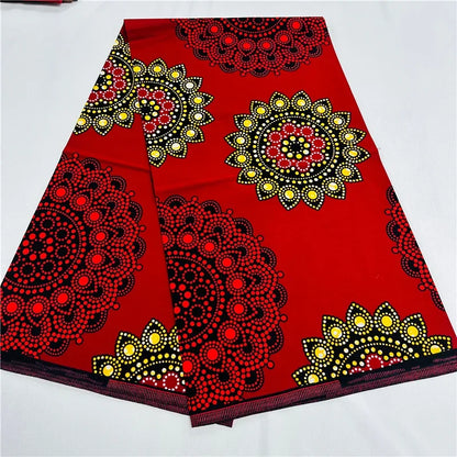 6 Yards African Real Wax Ankara Fabric - 100% Cotton Party Dress Print