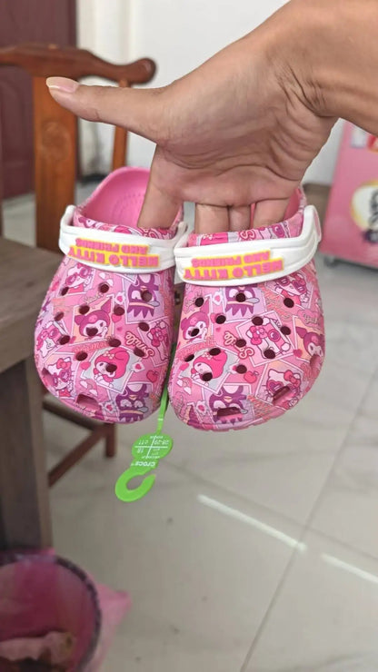 Sanrio Hello Kitty & Kuromi Girls' Summer Slippers – Non-Slip Soft Sole Wrap Toe Sandals