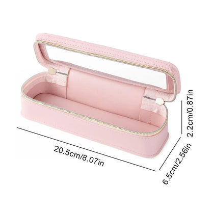 Women’s PU Transparent Makeup Brush Bag – Dual Zipper Travel Cosmetic Brush Holder Case