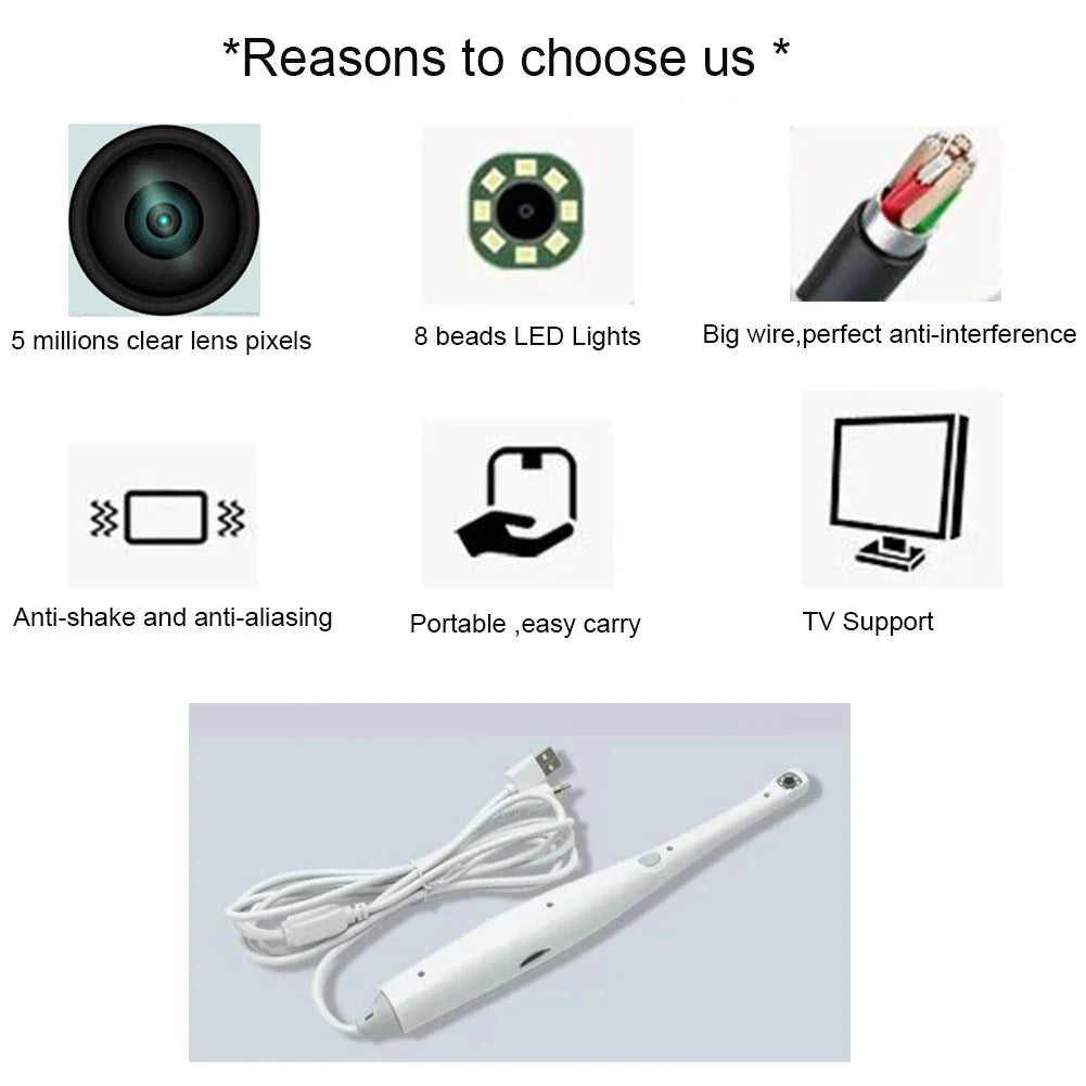 Portable Dental Intraoral Camera – High-Resolution Oral Examination with AV/TV Connection