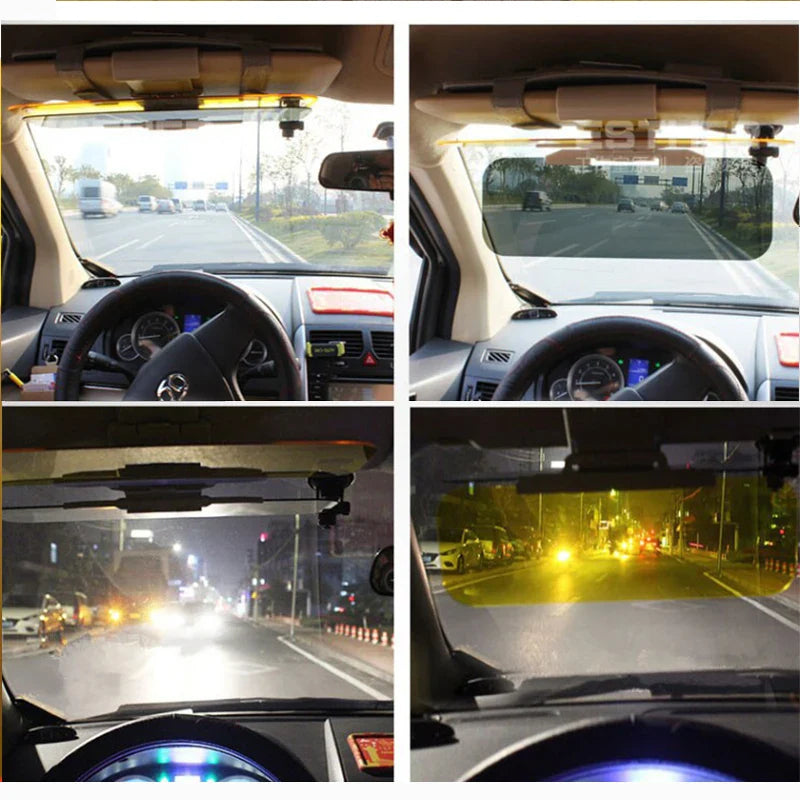 HD Anti-Sunlight Car Sun Visor: Day/Night Vision Driving Mirror, UV Fold Flip Down, Clear View Interior Mirrors - Reduce Dazzling Glare