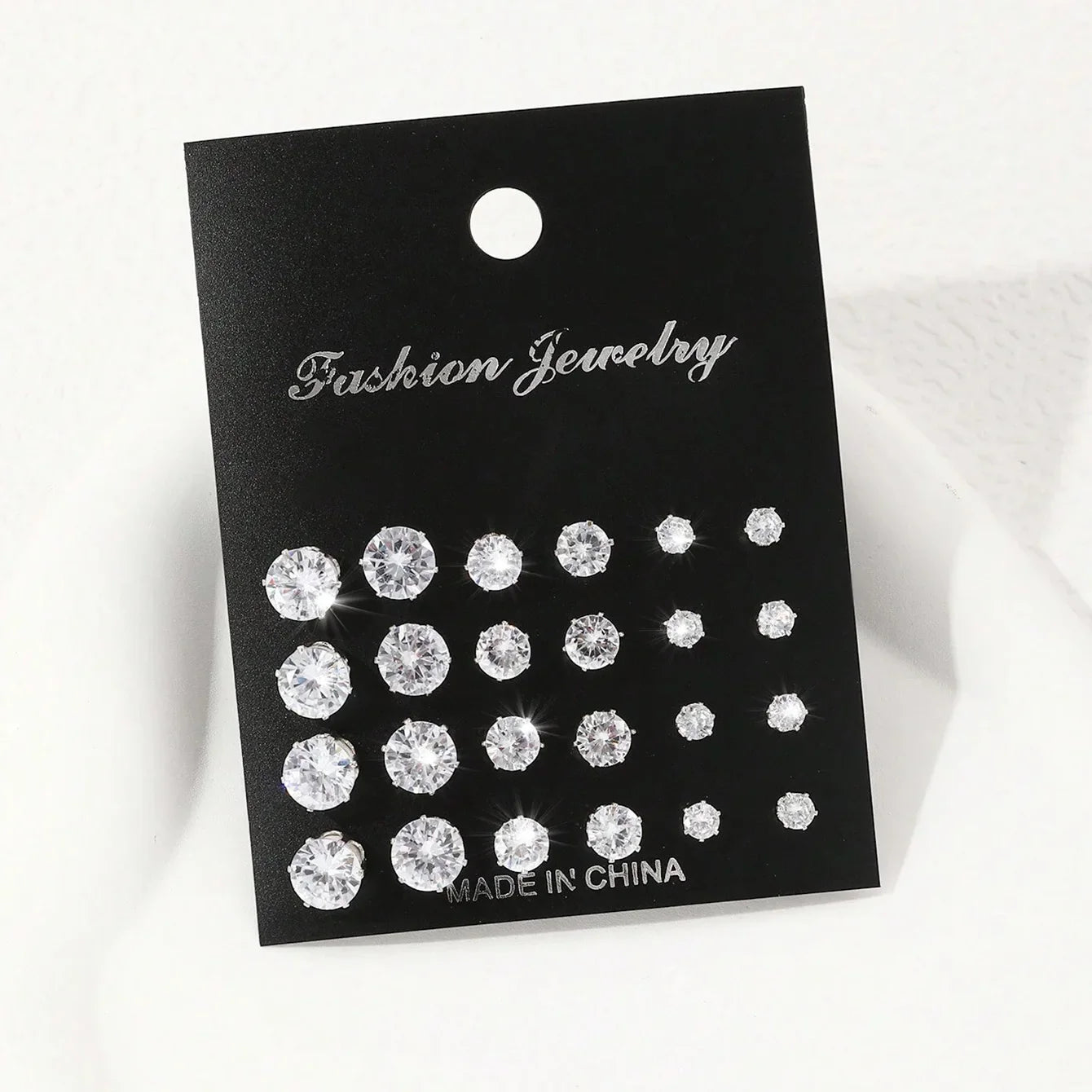 12 Pairs Luxurious Zirconia Earrings Set – Shiny Elegant Simple Stud Jewelry Gift for Parties, Couples & Daily Wear