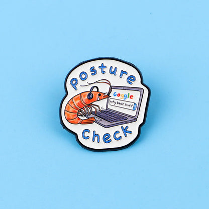 Shrimp Enamel Pin – Funny “Check” Quote Lapel Brooch for Backpacks, Women’s Fashion & Gifts