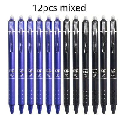 0.5mm Press-Type Erasable Gel Pens – Black & Blue Ink, Washable, Super Capacity Refills, Smooth Writing Bullet Pen