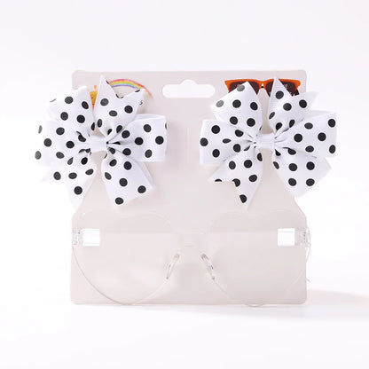 Girls' Hair Bow Clips - 3-Piece Solid Dot Boutique Bowknot Hair Accessories