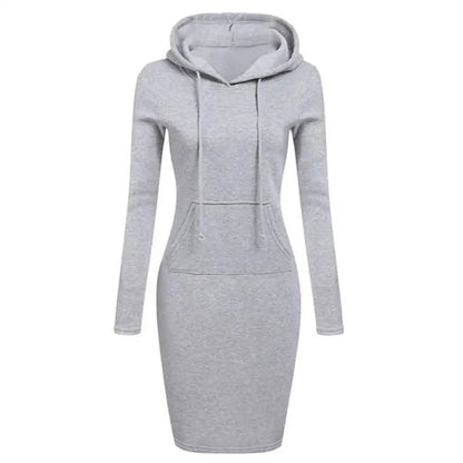Autumn Ladies Hooded Dress - Women's Sweatshirt Hoodie Dress Tops for Casual Wear