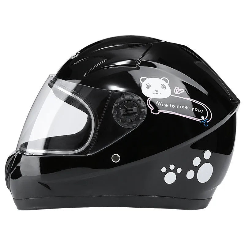 New Cute Children’s Full Face Helmet – Safety Bike & Motorcycle Helmet for Kids, Adjustable for Outdoor Sports, Four Seasons Protection