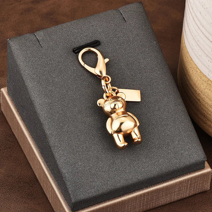Fashion Bear Cherry Flower Keychain – Metal Y2K Letter C Bag Pendant & Car Key Ring Jewelry Gift for Women