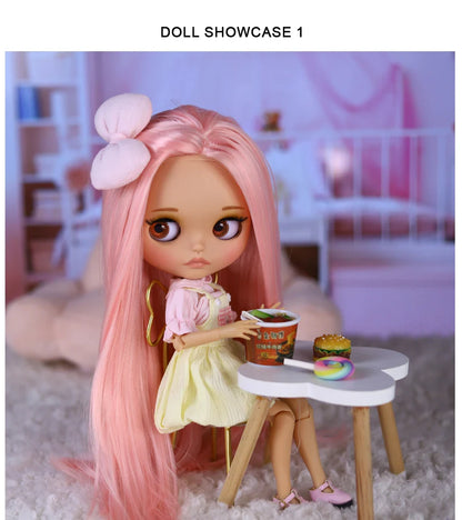 ICY DBS Blyth Doll – 1/6 BJD Joint Body, 30cm Brown Skin Matte Face with Bow, Cute Anime Girl Gift