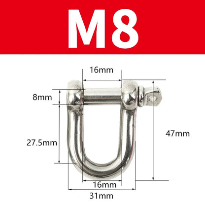 304 Stainless Steel D Shackle - Straight Short Rigging Hook for Boat & Marine Hardware