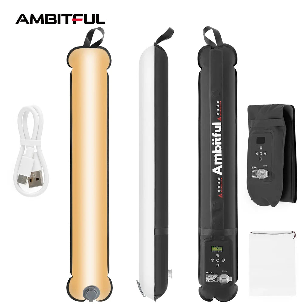 Ambitful GC12 Gold Crow Flexible Photography Lighting - 2700K-6500K Portable LED Soft Light, Inflatable Air Light