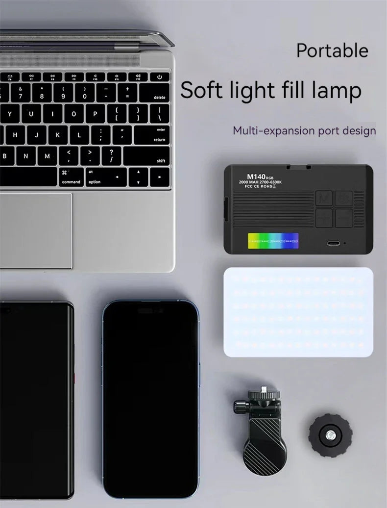 Mini Rechargeable M140 RGB Camera Fill Light - Portable LED Selfie & Live Broadcast Light for Mobile Photography