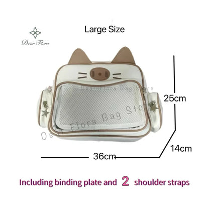 Y2K Korean Kawaii Cat Ita Bag — Cute PU Transparent Shoulder & Crossbody Bag for Girls, Harajuku Style Backpack