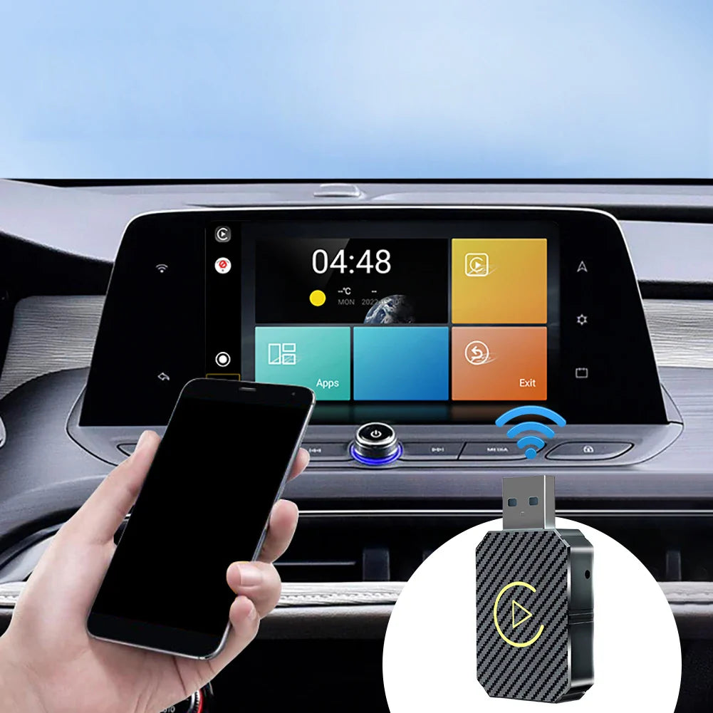 Wireless CarPlay & Android Auto Adapter — 2-in-1 Smart Mini Car AI Box with BT Wireless USB Dongle for OEM