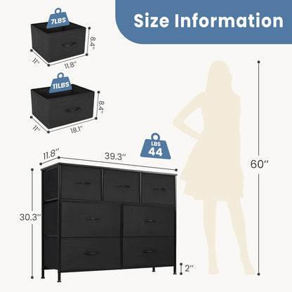 Bedroom Dresser with 7 Fabric Drawers – Organizer Storage Closet & Clothes Display Cabinet for Living Room