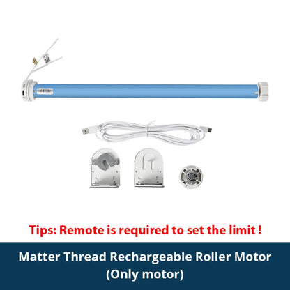 Zemismart Matter Smart Roller Shade Blinds – Motor with Built-in Battery, 38mm Tube, Compatible with HomeKit, Google Home, SmartThings App