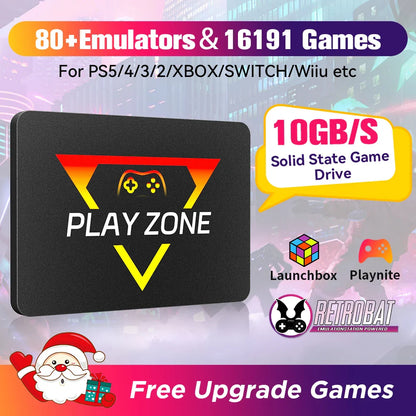 Retro Gaming SSD – 16191 Games for Switch, PS5, Xbox, PS4, PS3, PS2, WiiU, 80+ Emulators, Launchbox, Retrobat, Playnite for PC/Laptop