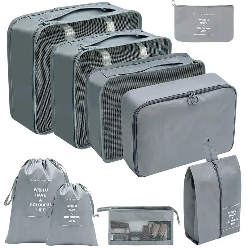 7–10 Pc Travel Organizer Storage Bags Set – Portable Packing Cubes for Suitcase, Clothes, Shoes & Luggage Tidy Pouch