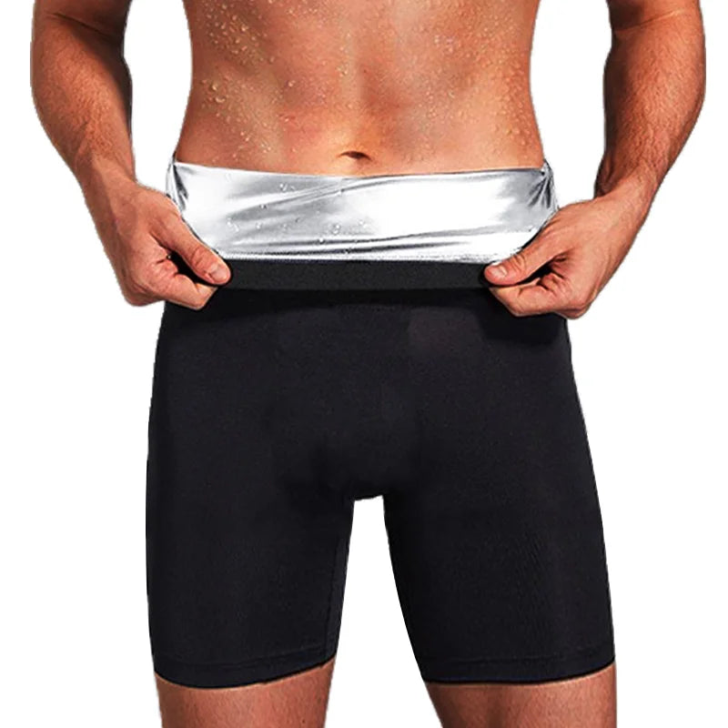 Men’s Sauna Sweat Shorts – Slimming Fat Burning Workout Fitness Waist Trainer Belly Trimmer Abdomen Reducer Activewear