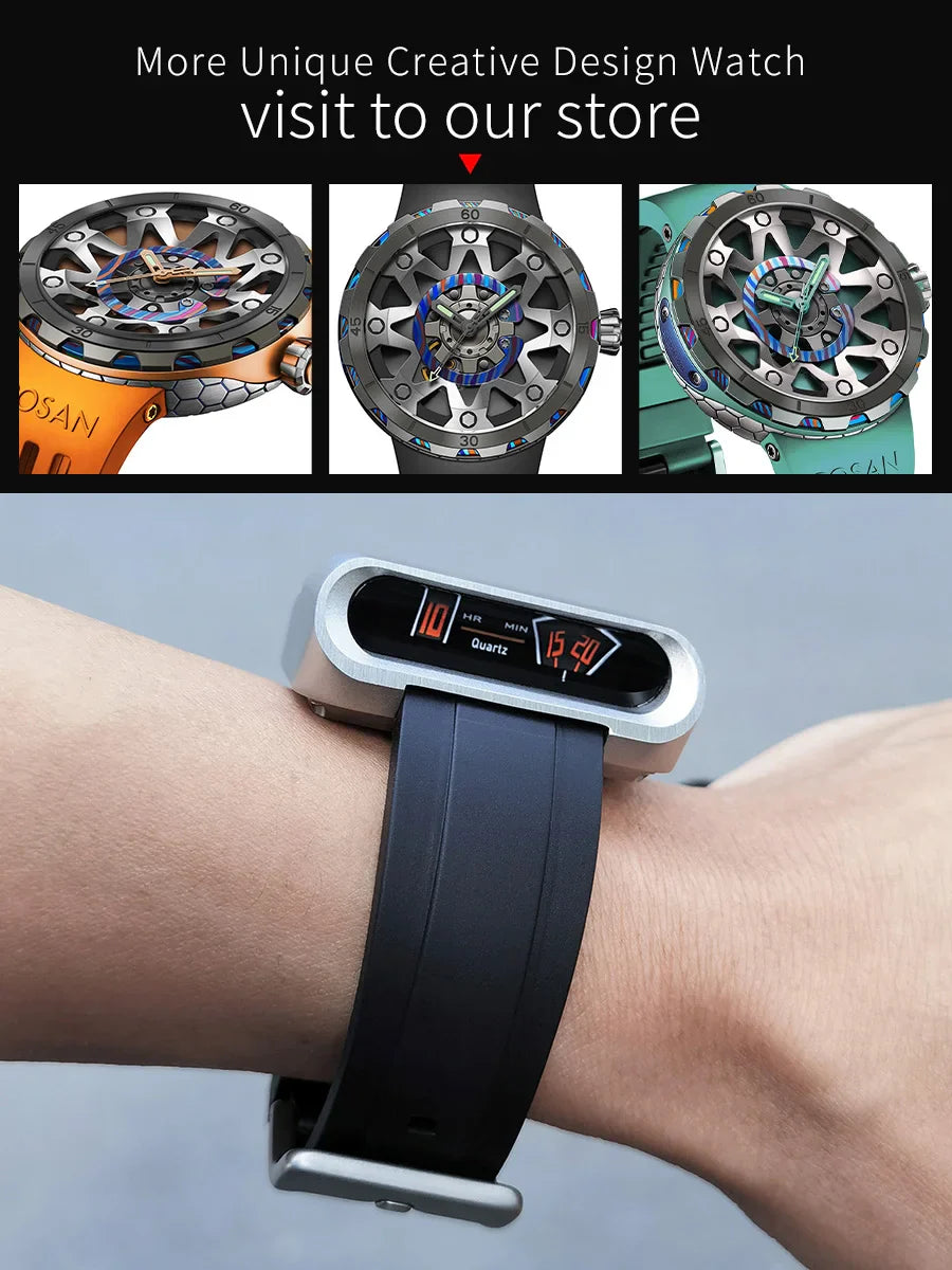Men's Unique Luxury 316L Stainless Steel Super Car Racing Driver Watch – Futuristic Retro Creative Quartz Timepiece