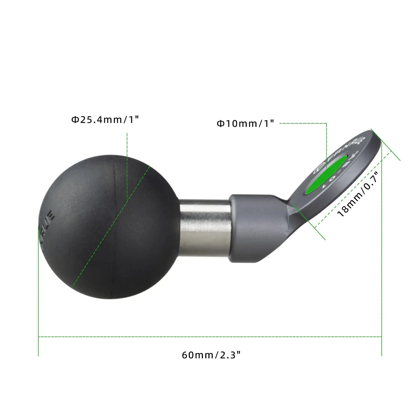 FANAUE 1'' Ball Mount Base: Aluminum Alloy Rearview Mirror Holder for Bike/Motorcycle - 1 Inch Ball Socket Angled Bolt Head Adapter