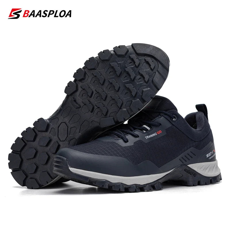 Baasploa Men's Waterproof Hiking Shoes – Anti-Skid, Wear-Resistant Outdoor Sneakers for Travel & Sports