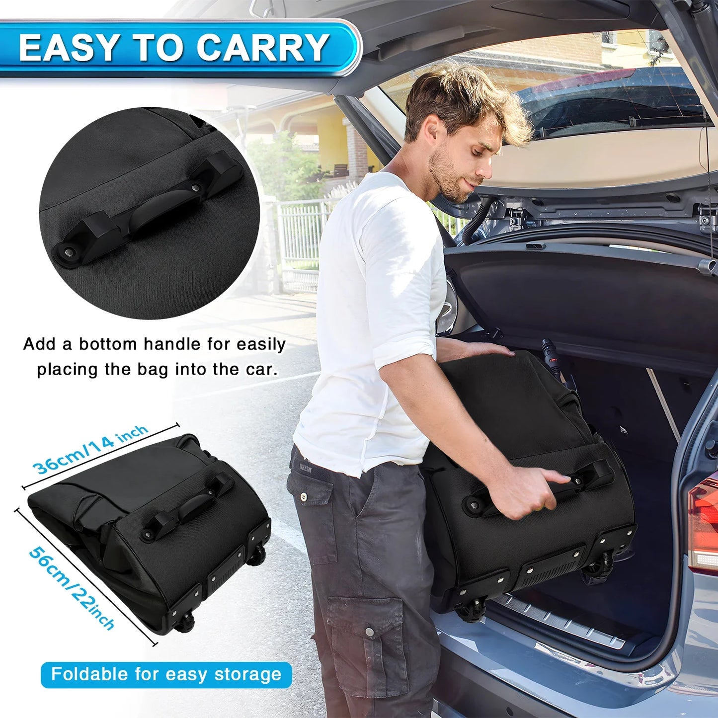 Heavy Duty Golf Travel Bag – 900D Polyester Oxford, Wear-Resistant, Foldable Soft-Sided Case with Zipper & Wheels