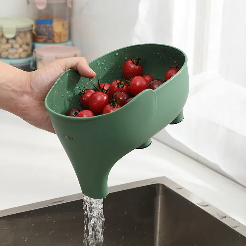 Trunk Tales: Elephant Drain Basket - Kitchen Storage Magic for Fruits, Veggies, and More!