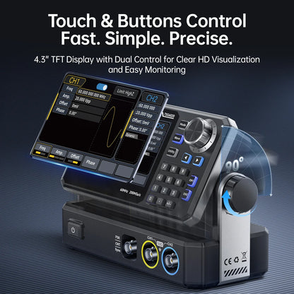 FNIRSI TSG6020/TSG3020 Signal Generator - Dual-Channel 60MHz/30MHz 200MSa/s Function Generator with 4.3" Touchscreen for Electronics Testing