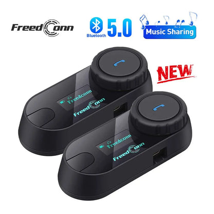 Freedconn T Com SC Bluetooth Motorcycle Intercom – Helmet Headset, Wireless Communication, BT 5.0, Music Share, 6 Riders, FM