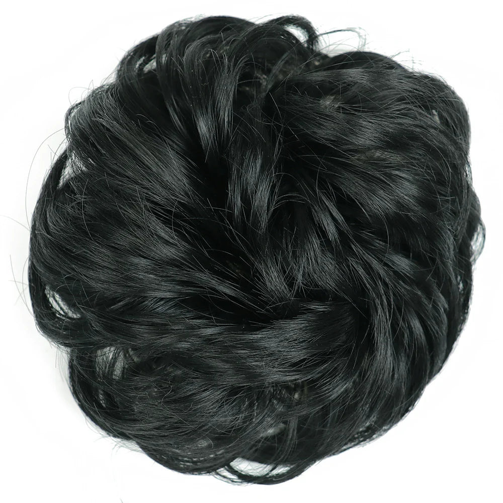 Azqueen Synthetic Messy Bun Chignon – Gray Brown Hair Bun Pad with Elastic Rope & Rubber Band Hair Extensions