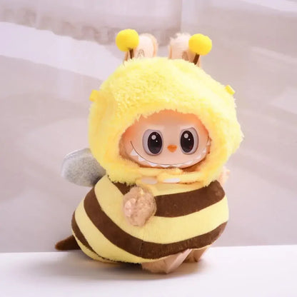 17cm Mini Plush Doll Clothes — Kpop EXO Labubu Idol V1 & V2 Bee, Dinosaur & Shark Costume Outfit Set, Doll Accessories Gift