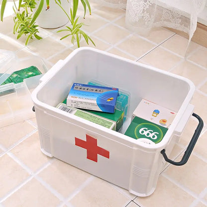 Double-Layer Futuristic Medicine Storage Box - Portable Household Emergency Medical Kit Organizer