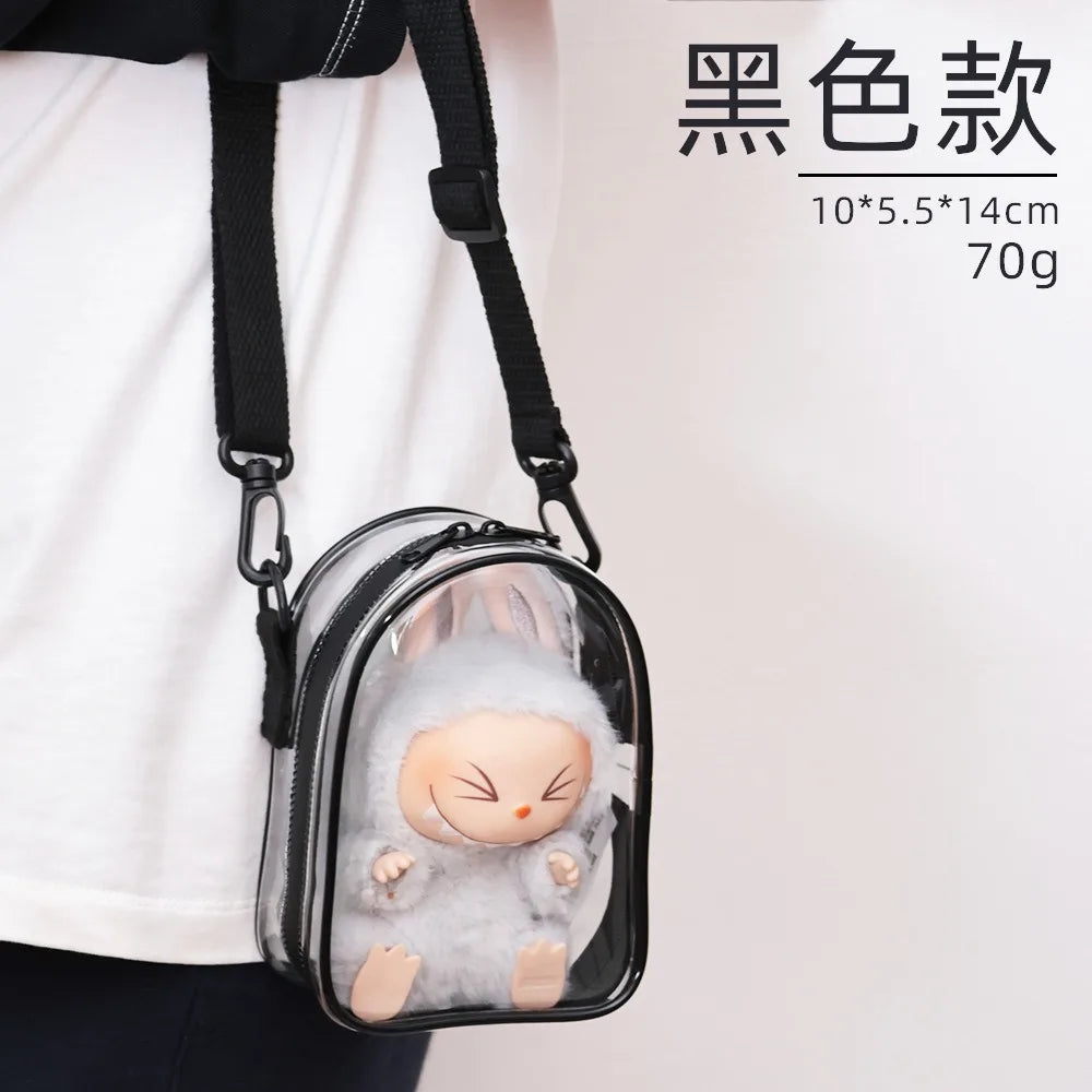 Labubu Doll Protective Case — 15cm Cotton Sitting Party Storage & Dustproof PVC Shoulder Bag