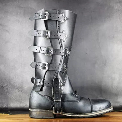 Medieval Knight Warrior Shin Guards, Leather Strap Armor Gaiters & Boot Covers, Renaissance LARP Costume Greaves & Spats Accessories