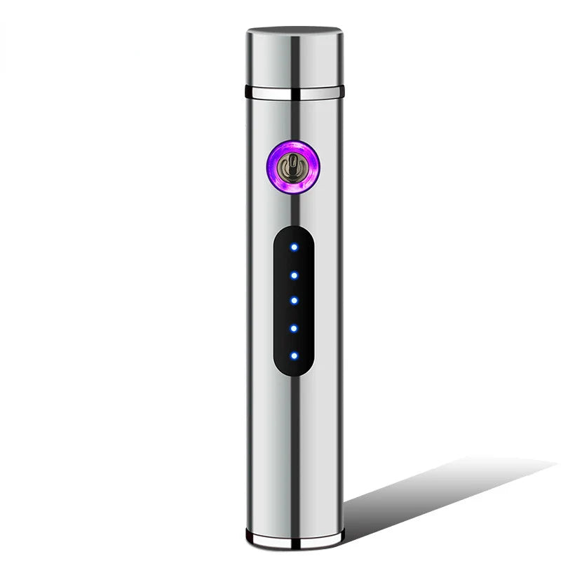 USB Rechargeable Cylindrical Dual Arc Plasma Lighter – Portable Metal Cigarette Lighter
