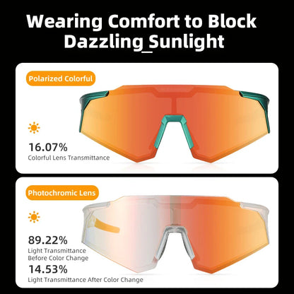 ROCKBROS Cycling Glasses — Photochromic & Polarized Bike Sunglasses for MTB, Road & Outdoor Sports