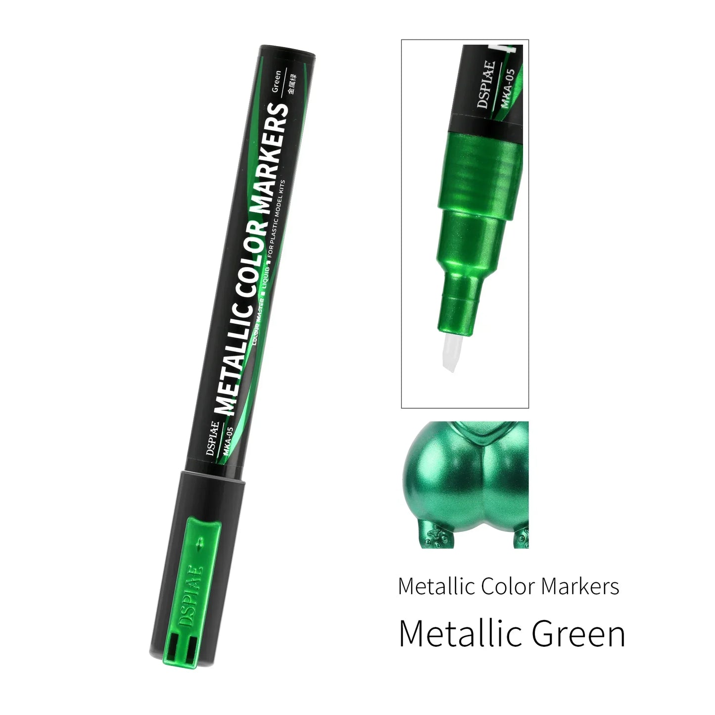 DSPIAE MKA Super Metallic Brush Pen – 12 Water-Based Colors with Soft Tip for Gundam & Mecha Model DIY Hobby