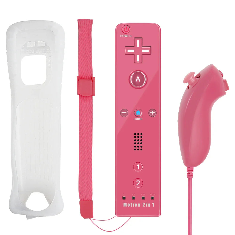 2-in-1 Nintendo Wii Controller Set — Wireless Motion Plus Gamepad with Silicone Case