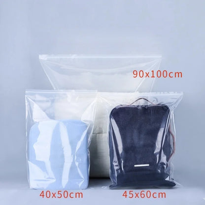StoBag 10PCS Large Transparent Zipper Bags — Thick Waterproof Storage Pouches for Clothes & Food Packaging