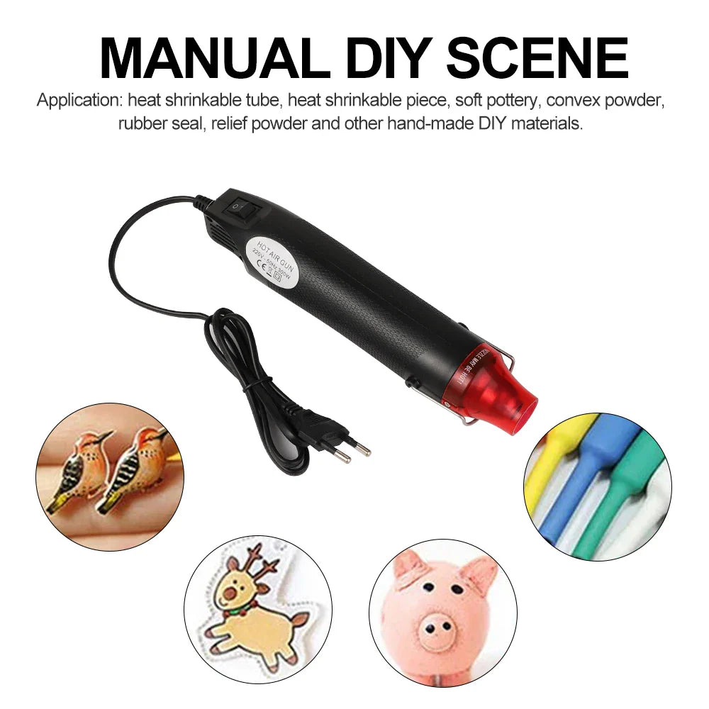 220/110V Hot Air Gun DIY Tool - Mini Soldering Blower with Temperature Control, Shrink and Supporting Seat for Crafts