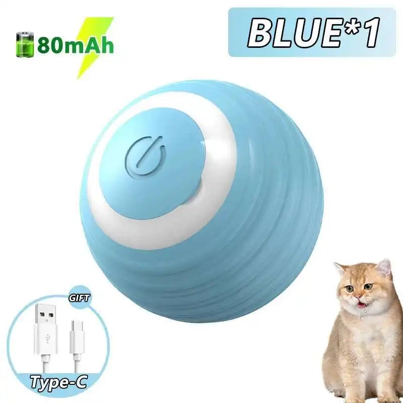 Smart Interactive Pet Ball - USB Automatic Rolling and Bouncing Toy with RGB Lights