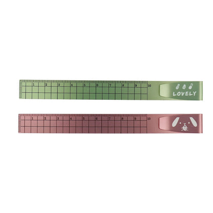 2PCS Metal Bookmark Ruler - 10cm Aluminum Double-Sided Metric Measuring Scale Tool