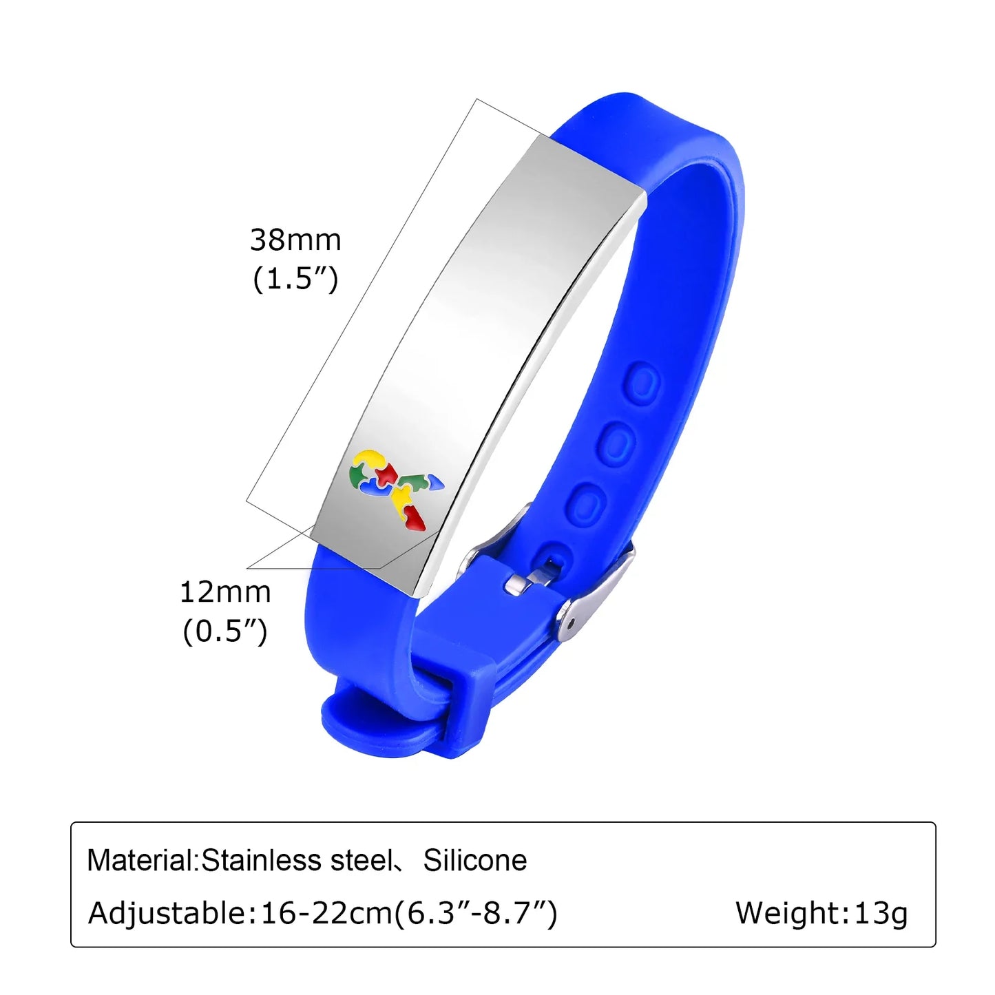 Personalized Autism & Asperger’s Medical Alert Bracelet for Kids – Adjustable Engraved Silicone ID Bracelet for Boys & Girls Gift
