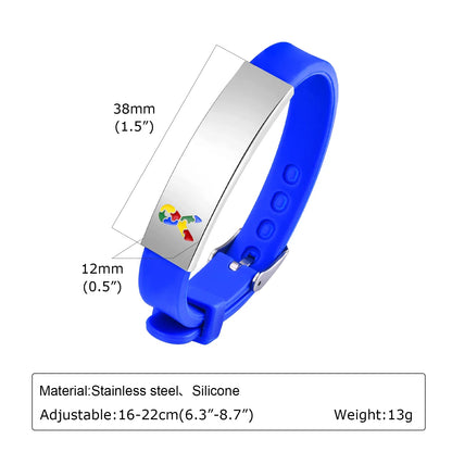 Personalized Autism & Asperger’s Medical Alert Bracelet for Kids – Adjustable Engraved Silicone ID Bracelet for Boys & Girls Gift