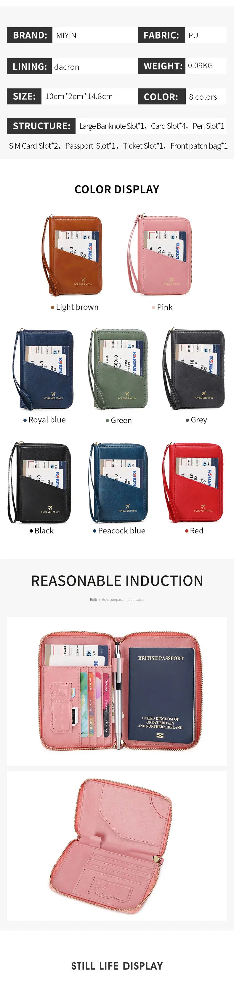 New Retro RFID PU Leather Passport Bag – Fashionable Multifunctional Passport Cover & Travel Clip for Men & Women