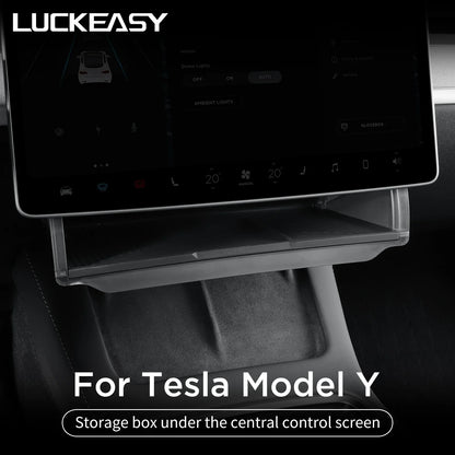 Hidden Storage Box Organizer – Under Screen Tray for Tesla Model Y 2024 & Model 3 2021-2022