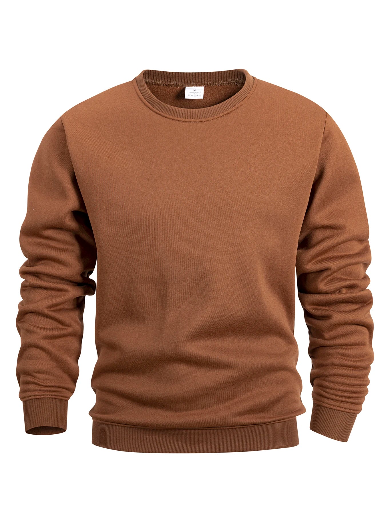 Men’s Crew Neck Sweatshirt — Solid Color Casual Long Sleeve Pullover for Spring Outdoor Sportswear