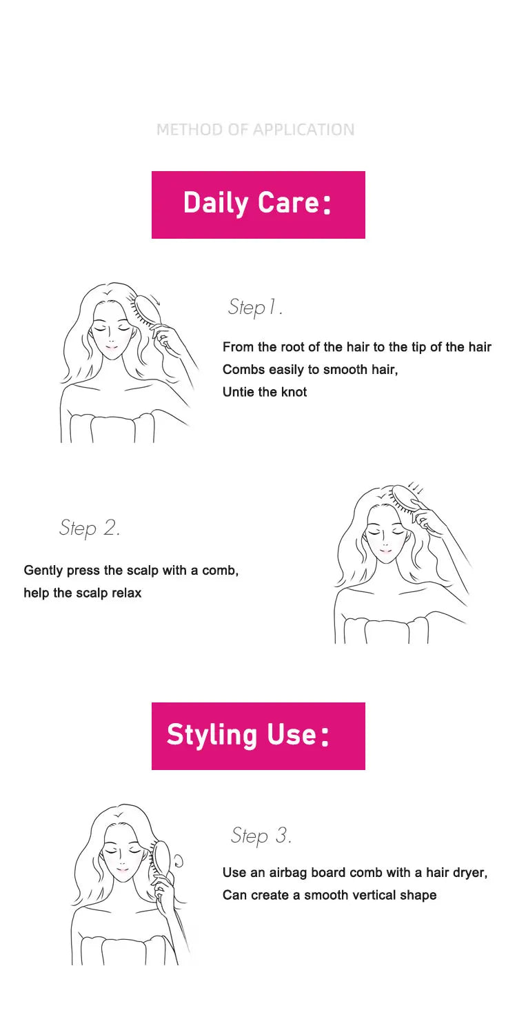 Dyson Airbag Comb Set – Wide Tooth & Cylinder Comb, Massage Airbag Hairbrush for Hairdressing & Curly Styling